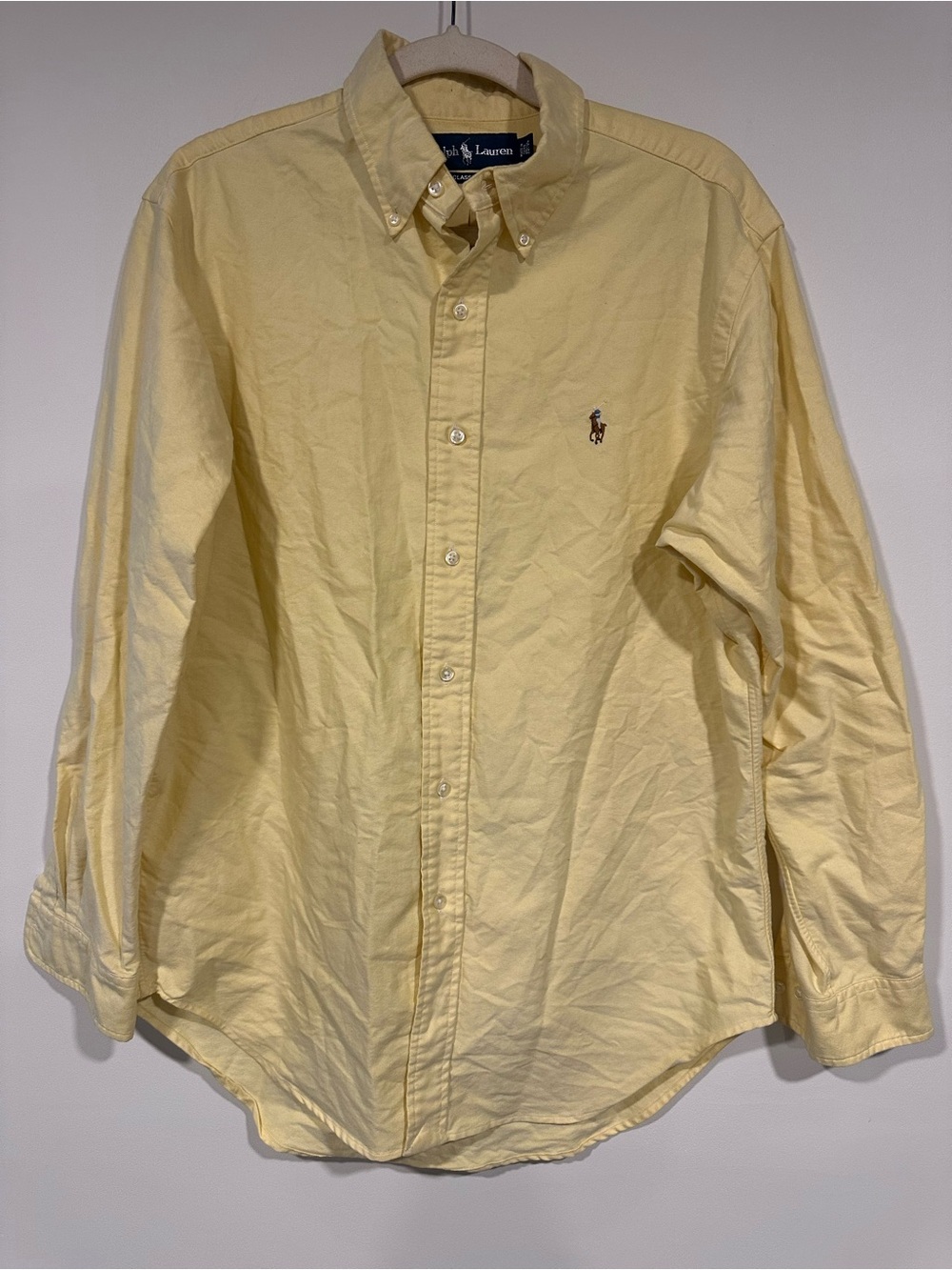 Polo Ralph Lauren Shirt Mens 15.5 Yellow Oxford 32/33 Button Down Pony Classic